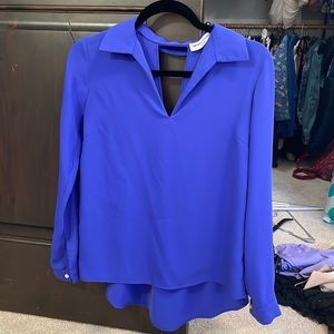 Amanda uprichard purple blue open back blouse